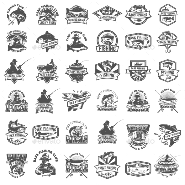 Big Set of Fishing Icons. - Animals Characters