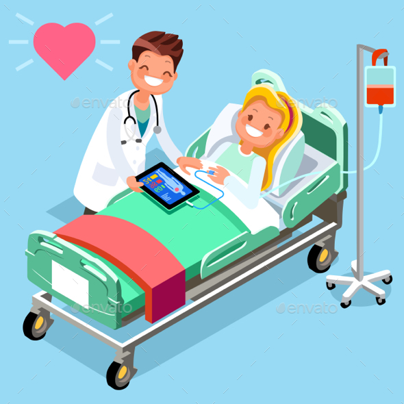 Isometric Medical Staff Group of Doctor and Patient Vector - Health/Medicine Conceptual