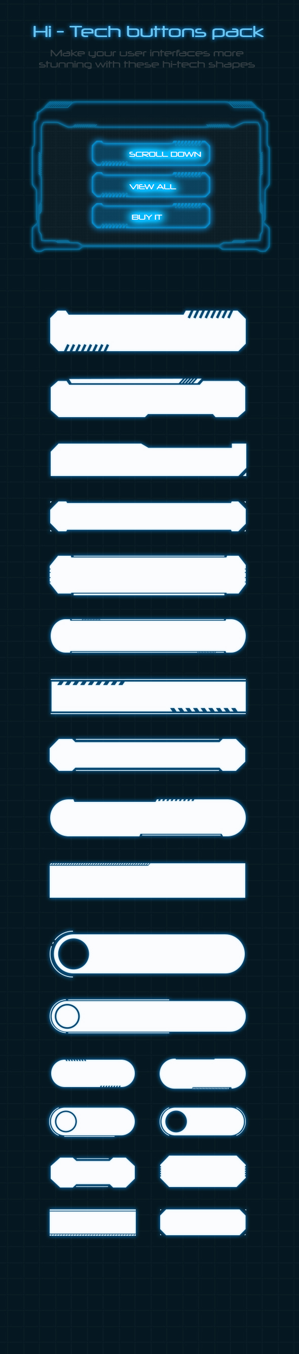 Hi-tech HUD Buttons (Custom Shapes) - Shapes Photoshop