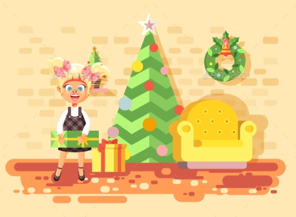 Vector Illustration Cartoon Character Child Blonde - Christmas Seasons/Holidays