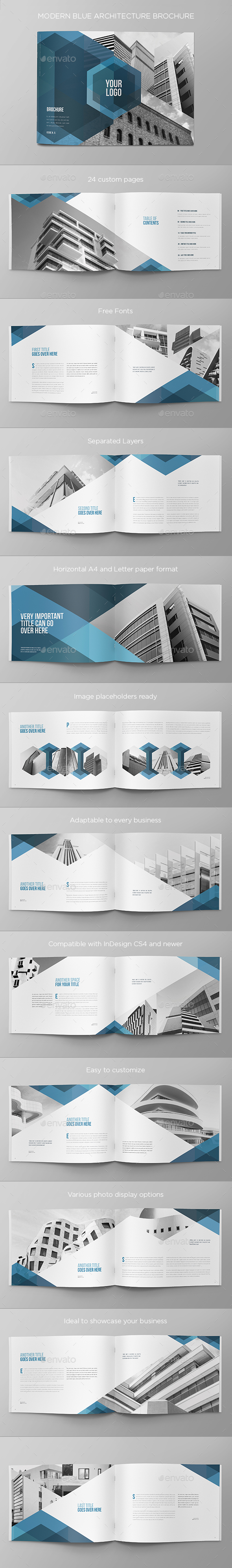 Modern Blue Architecture Brochure - Brochures Print Templates