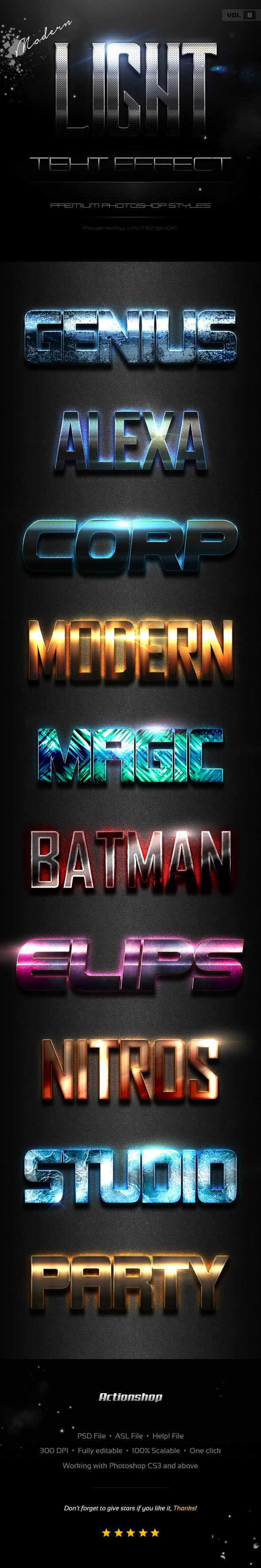 10 Modern Light Text Effects Vol.8 - Text Effects Styles