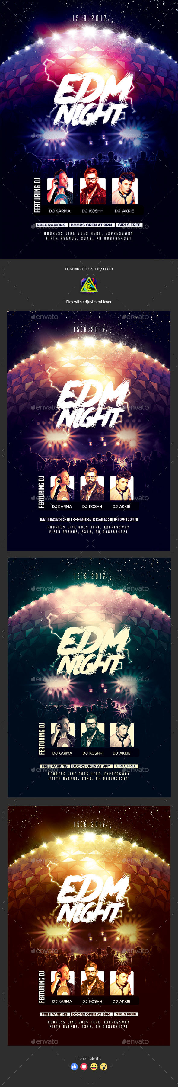 EDM Night Poster / Flyer - Clubs & Parties Events