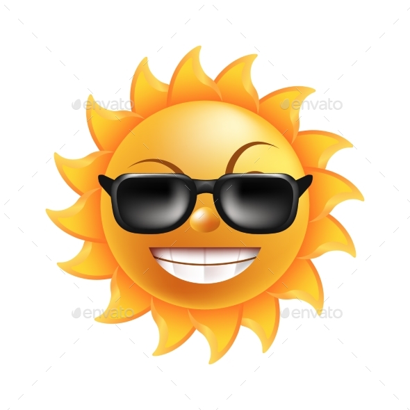Sun with Face in Sunglasses Isolated - Miscellaneous Vectors