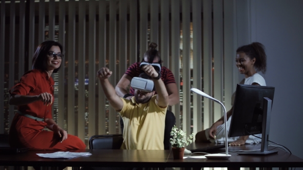 People Playing with VR in Office alt