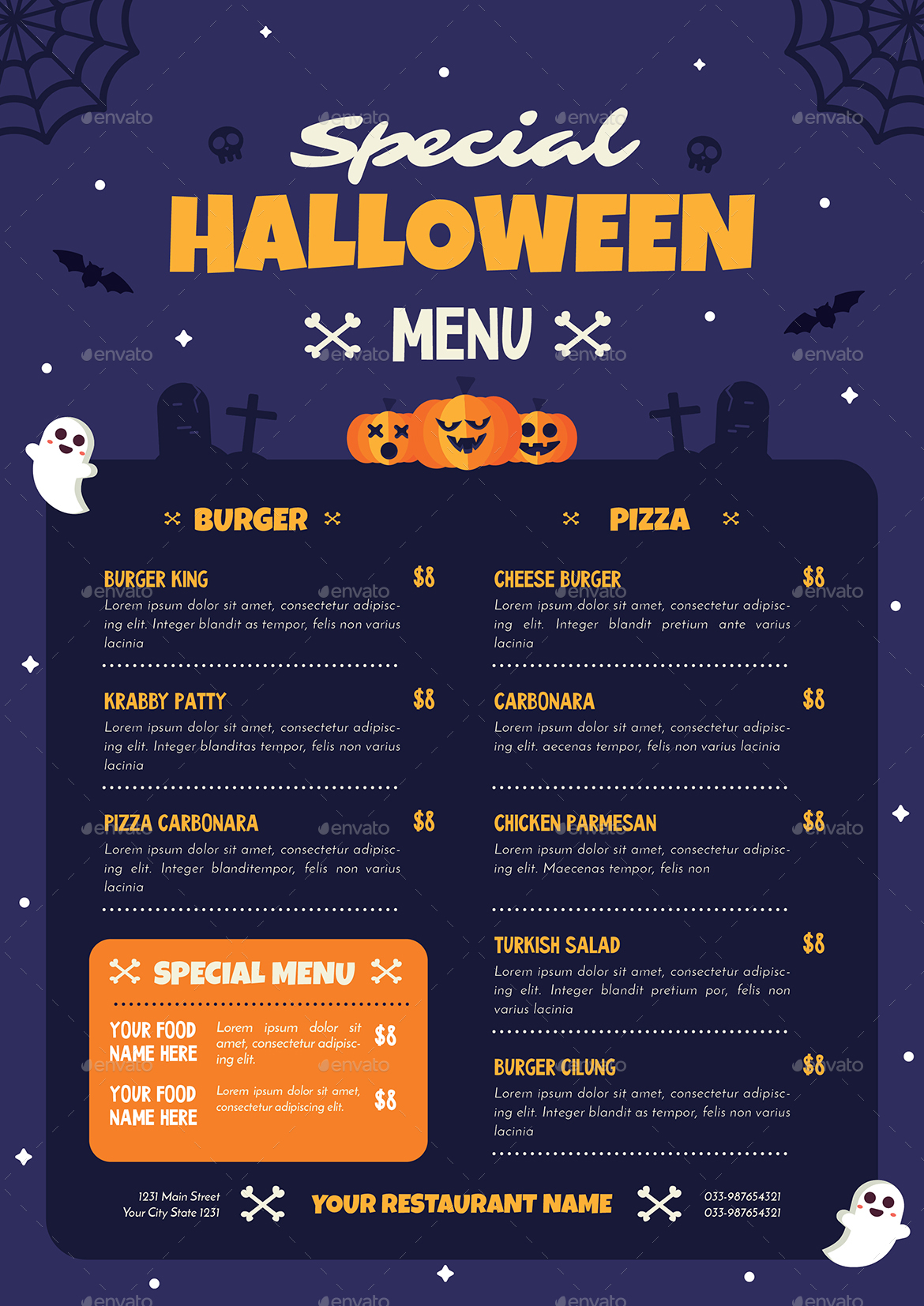 Special Halloween Menus, Print Templates | GraphicRiver