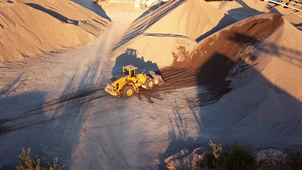 Bulldozer in Action in Open Air Quarry, Stock Footage | VideoHive