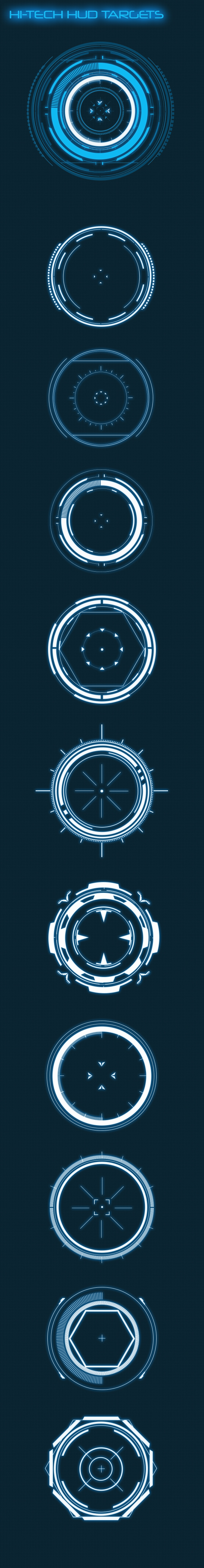 Hi-Tech HUD Targets (Custom Shapes) - Shapes Photoshop