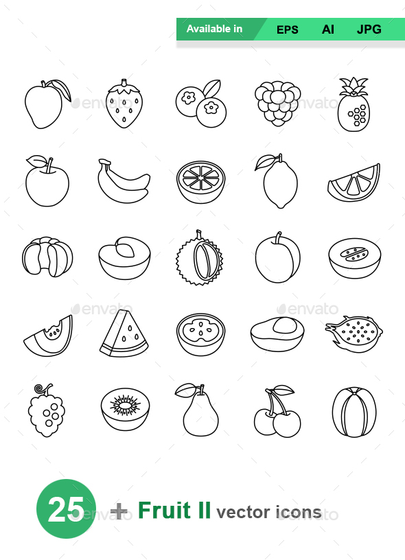 GraphicRiver Fruit II outlines vector icons 20582205 GraphicRiver Fruit II outlines vector icons 20582205