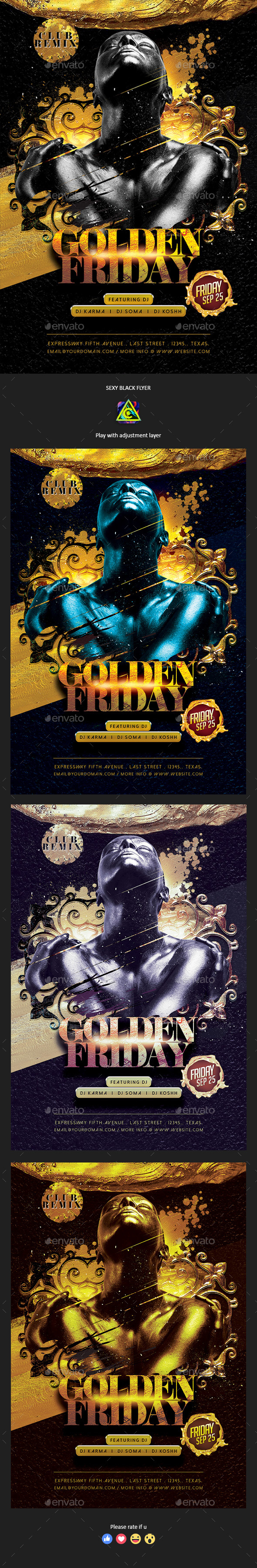 Golden Friday Flyer - Clubs & Parties Events