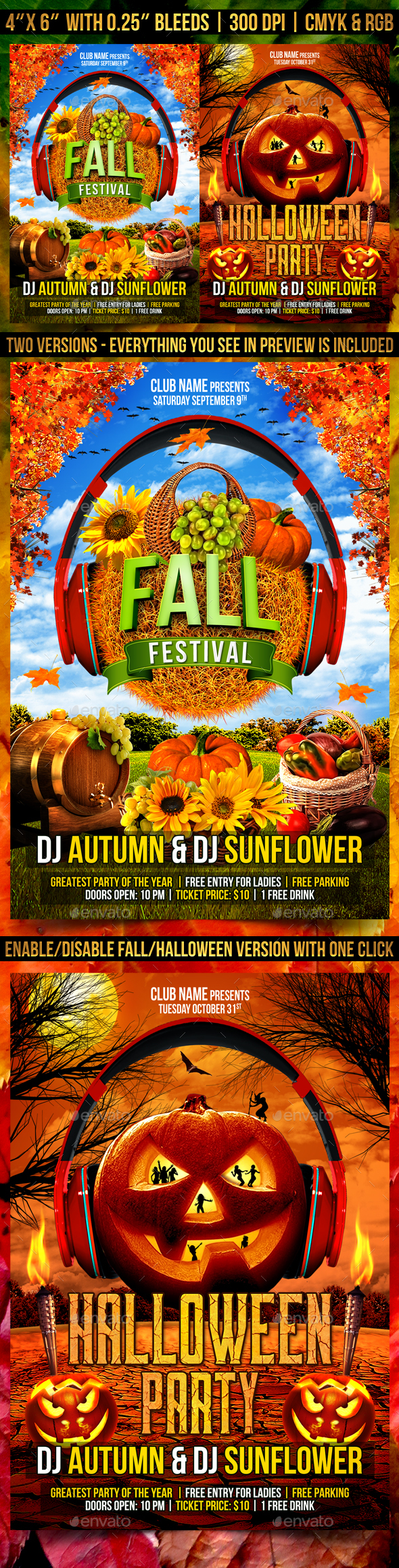 Fall and Halloween Flyer Template