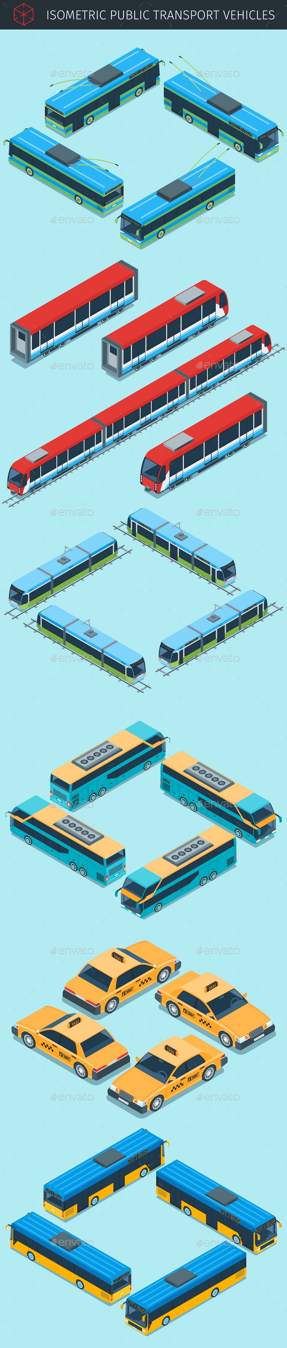 Isometric Public Transport Vehicles - Man-made Objects Objects
