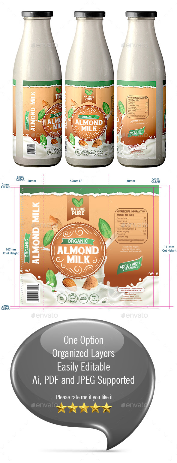 Almond Milk Packaging - Packaging Print Templates