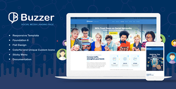 ThemeForest Buzzer Responsive Social Media Landing Page 20588458 ThemeForest Buzzer Responsive Social Media Landing Page 20588458