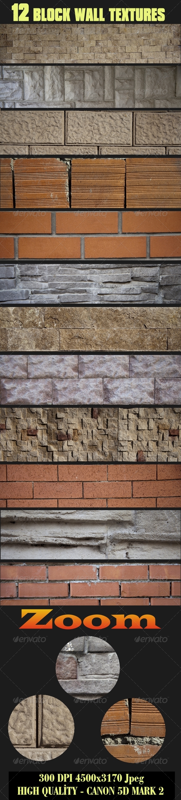 12 High Quality Block Wall Textures - Wood Textures