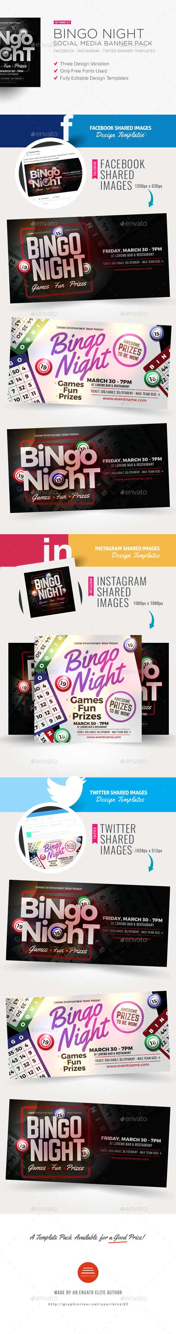 Bingo Night Social Media Banner Pack - Social Media Web Elements