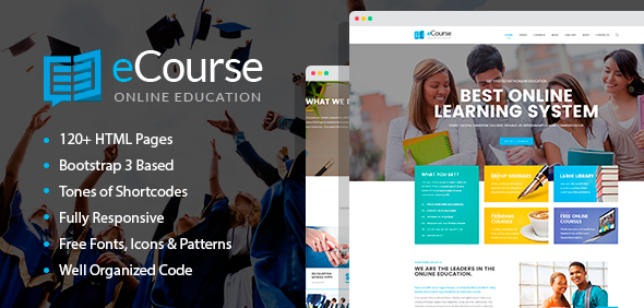 eCourse - Learning Management System, Online LMS HTML Template with Page Builder