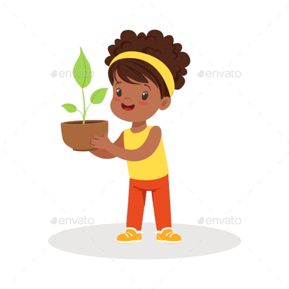 Girl Standing and Holding a Plant - Flowers & Plants Nature