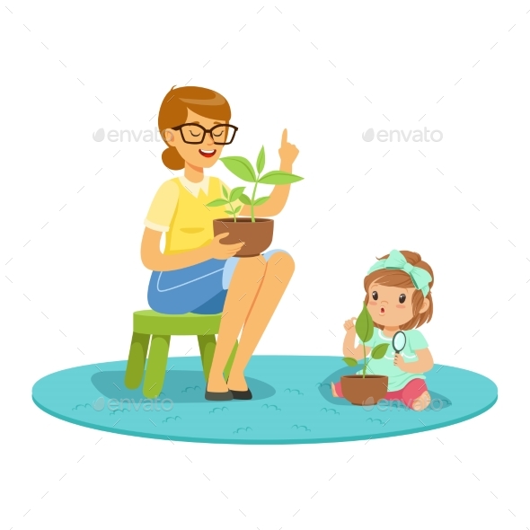 Girl Learning About Plants - Flowers & Plants Nature
