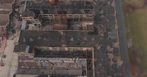 Aerial view of the dilapidated Packard Automotive Plant in Detroit, Michigan.This video was filmed i alt