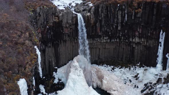 Svartifoss Waterfall and Basalt Lava Columns Epic Landscape alt