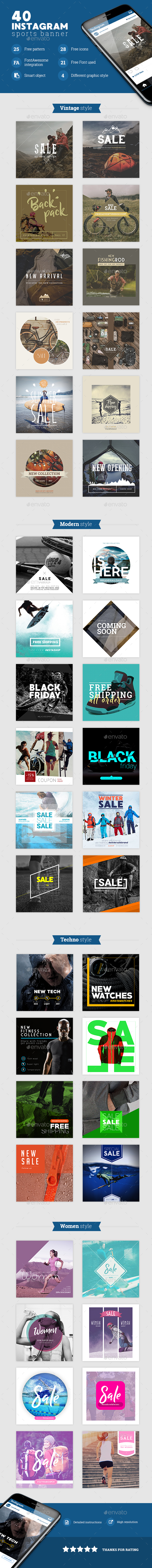40 Instagram Sports Banner - Social Media Web Elements