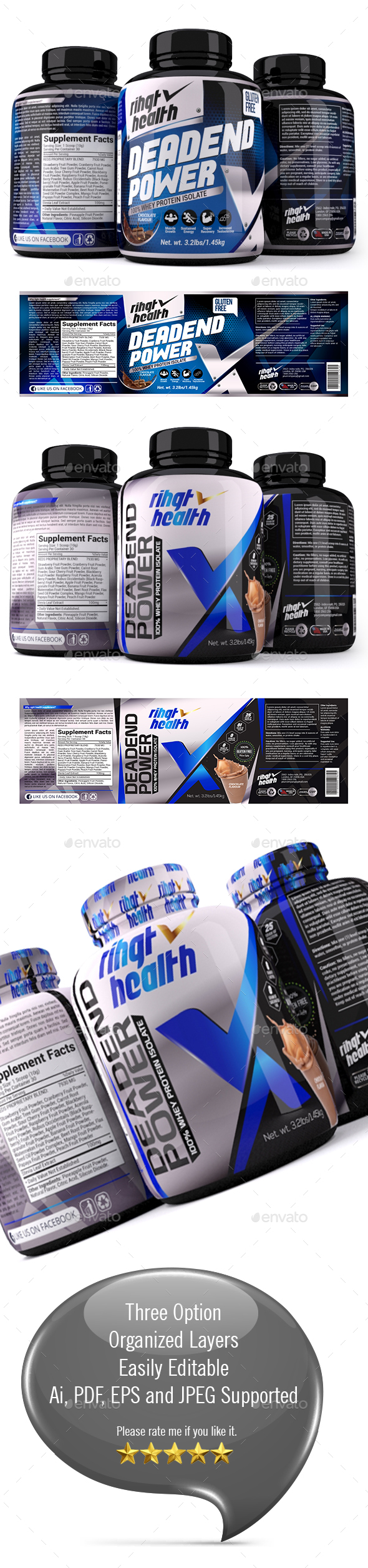 Supplement Label Template - 023 - Packaging Print Templates