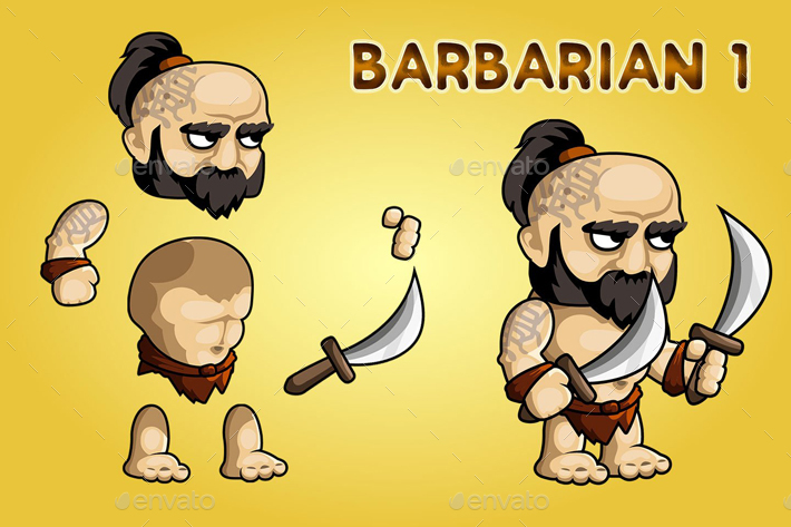 Barbarian 2d Game Character Sprite Sheet