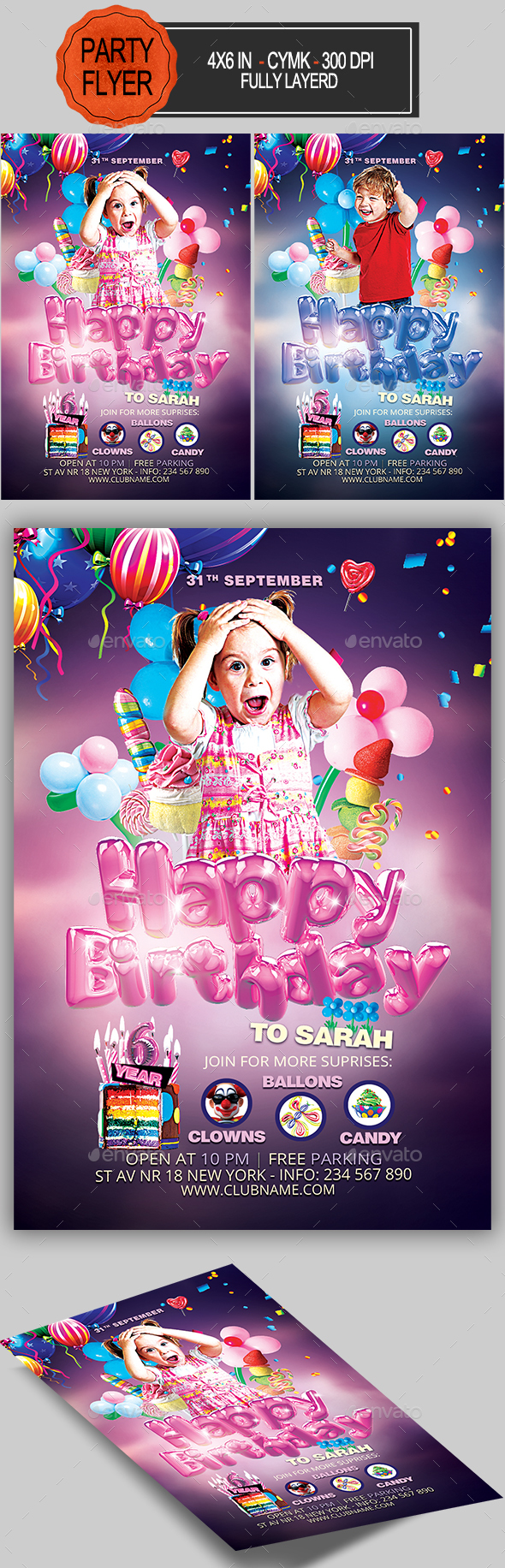 Kids Birthday Flyer - Clubs & Parties Events