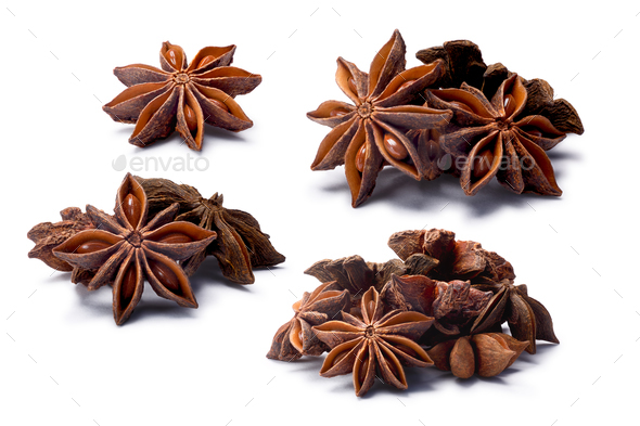 Set of Star anise (dried Ilicium fruits), paths