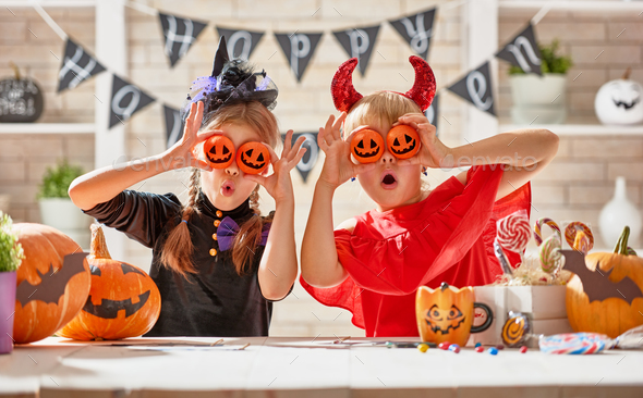 kids at halloween - Stock Photo - Images