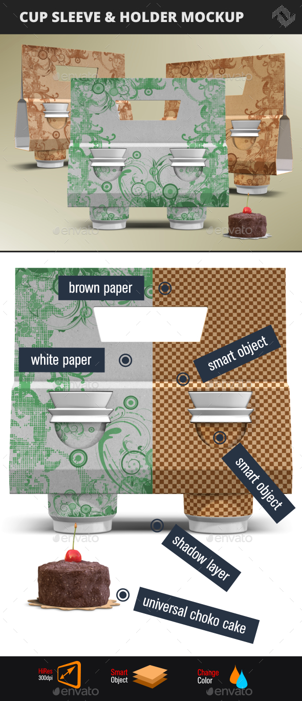 Download Recycled Paper Cup Sleeve Holder Mockup by Fusionhorn | GraphicRiver