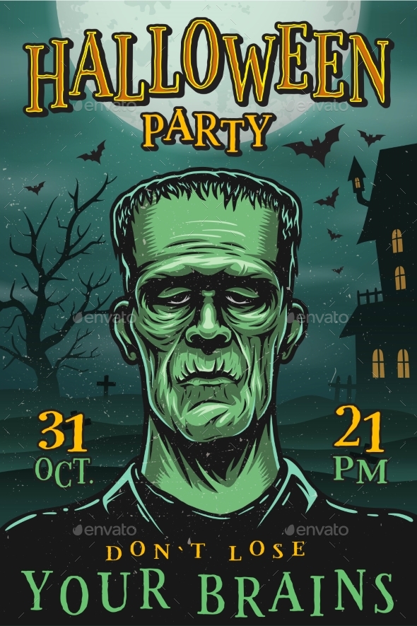 Halloween Party Poster with Monster