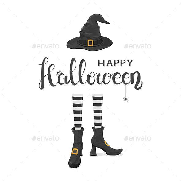 GraphicRiver Halloween Theme with Witches Legs in Shoes and Hat 20595595 GraphicRiver Halloween Theme with Witches Legs in Shoes and Hat 20595595