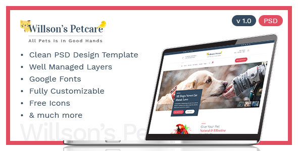 Pets Care - Pets Clinic Template - Corporate PSD Templates