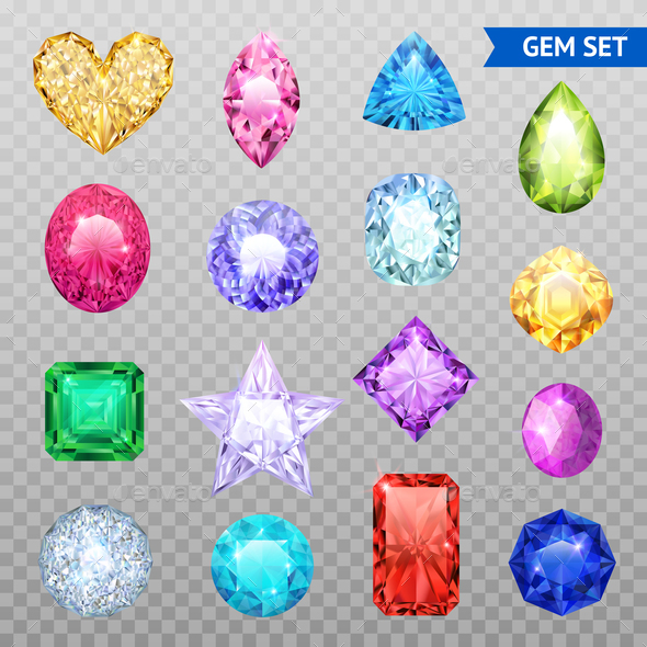 Stock Vector - GraphicRiver Gemstones Transparent Icon Set 20596509