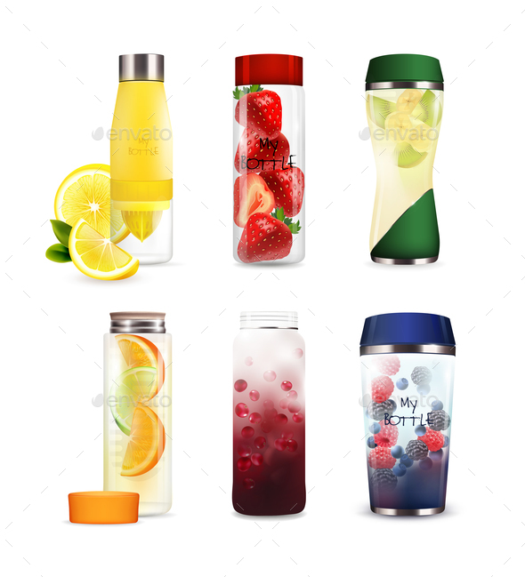 GraphicRiver Bottles With Detox Fruit Beverages Set 20596563