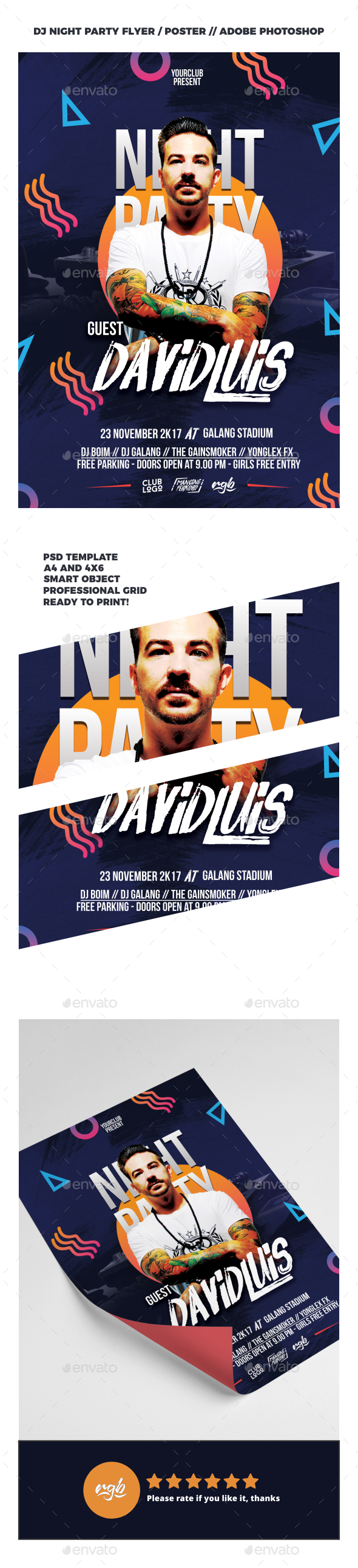 DJ Night Party Flyer Template - Clubs & Parties Events
