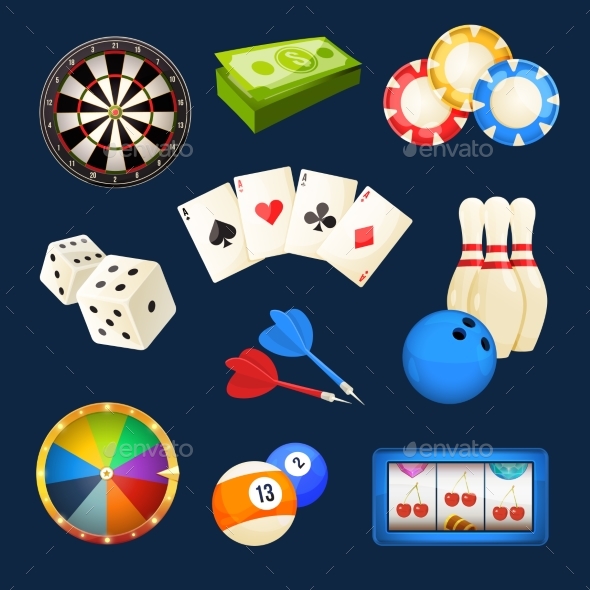 Dice, Snooker, Casino Games, Cards and Other - Objects Vectors