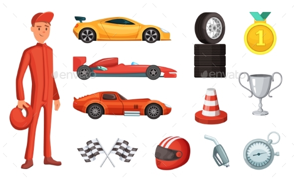 Sport Cars and Different Racing Icons Set - Sports/Activity Conceptual