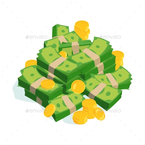 Bundles of Money and Coins - Man-made Objects Objects