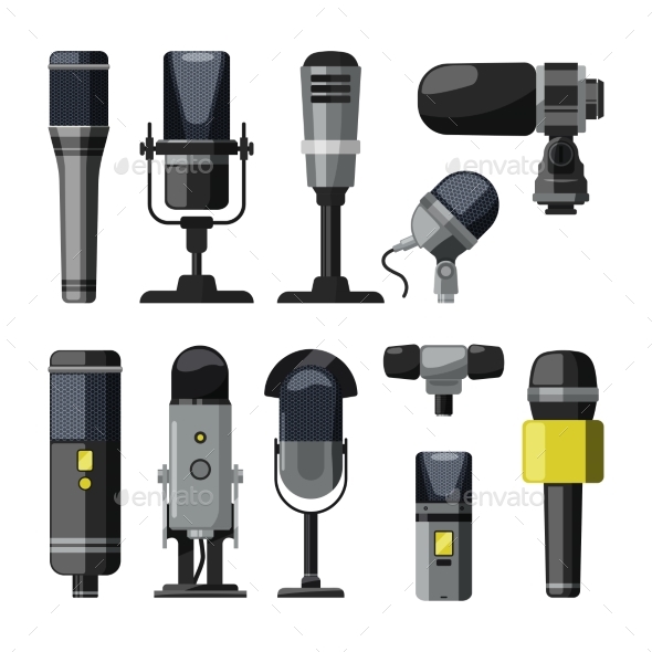 Microphone and Other Professional Speaker Tools - Man-made Objects Objects