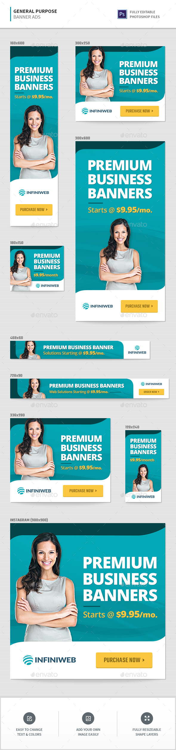 General Banner Ad Templates - Banners & Ads Web Elements