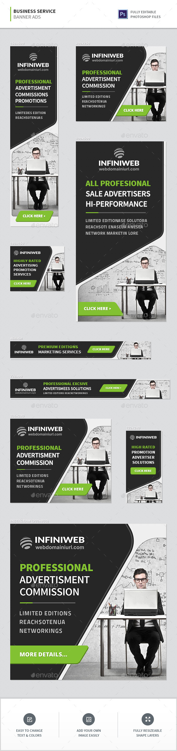 Business Service Banners - Banners & Ads Web Elements
