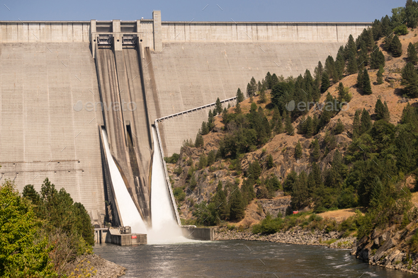Dworshak Dam Concrete Gravity North Fork Clearwater River Idaho - Stock Photo - Images