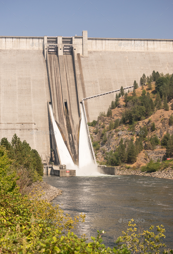Dworshak Dam Concrete Gravity North Fork Clearwater River Idaho - Stock Photo - Images