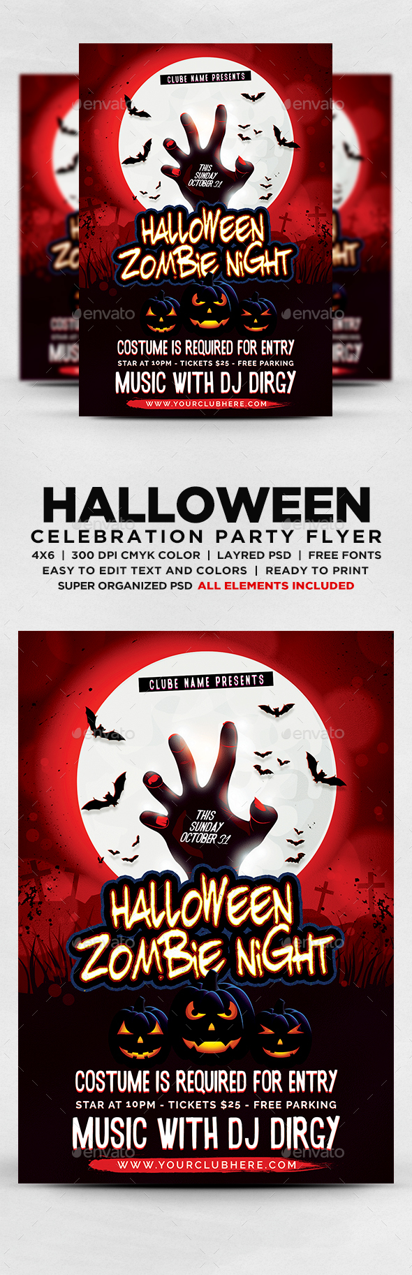 Halloween Zombie Night Party Flyer