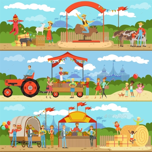 Agriculture and Farming Horizontal Banners Set - Food Objects