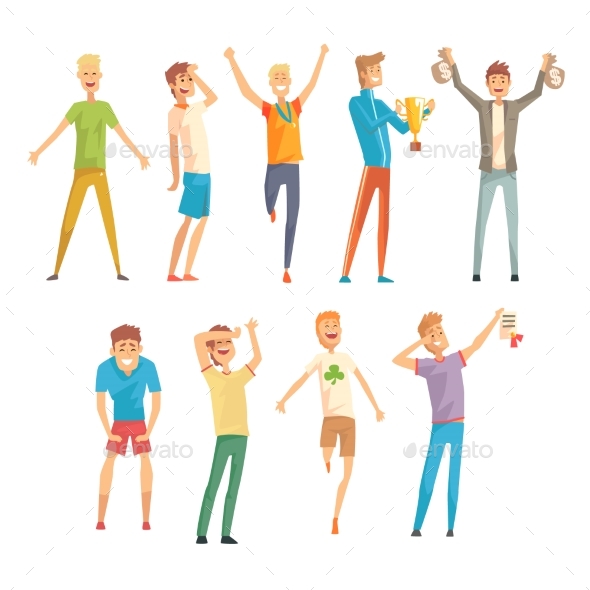 Successful Men in Casual and Sportswear Clothes - People Characters