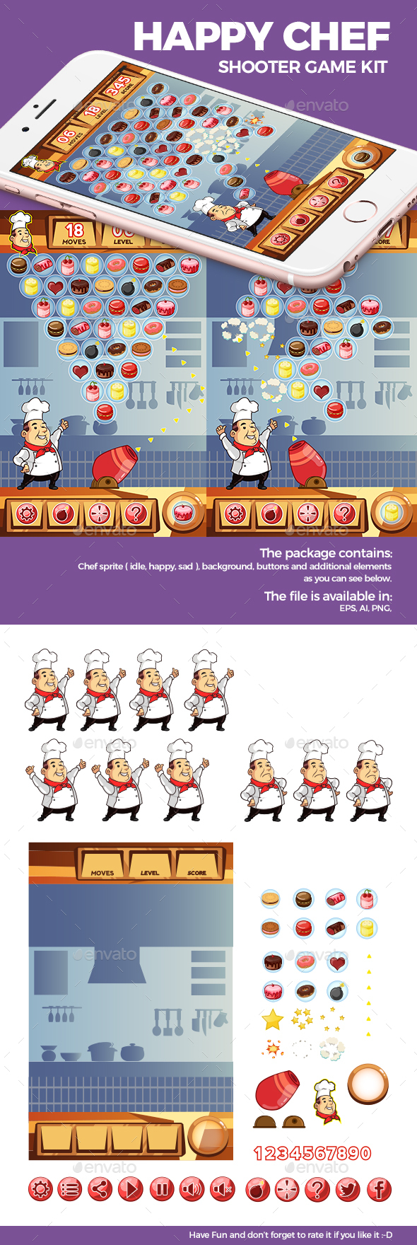 Happy Chef Ball Shooting Game Kit - Game Kits Game Assets